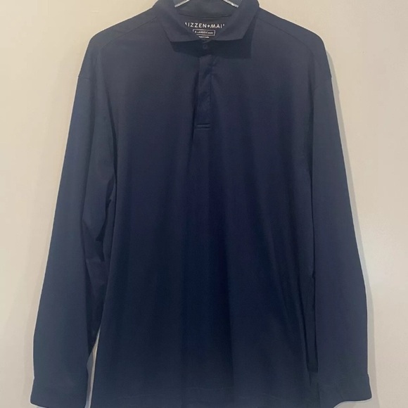 Mizzen + Main Men's Navy Blue Filmore Polo Shirt XL Trim Fit Long Sleeve (1285) - Picture 5 of 9